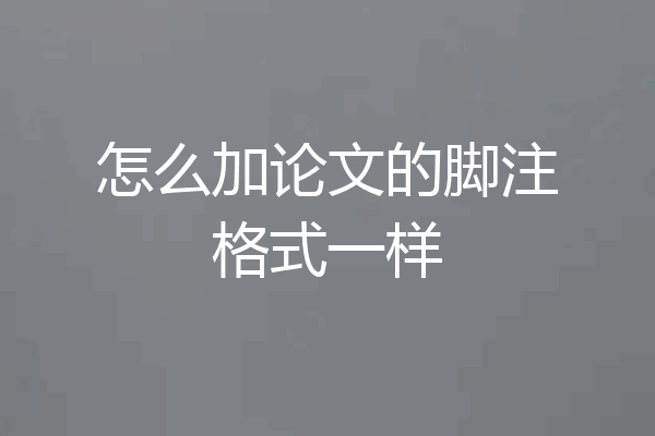 怎么加论文的脚注格式一样