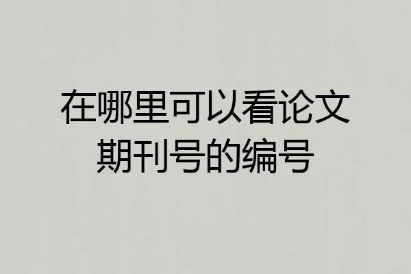 在哪里可以看论文期刊号的编号