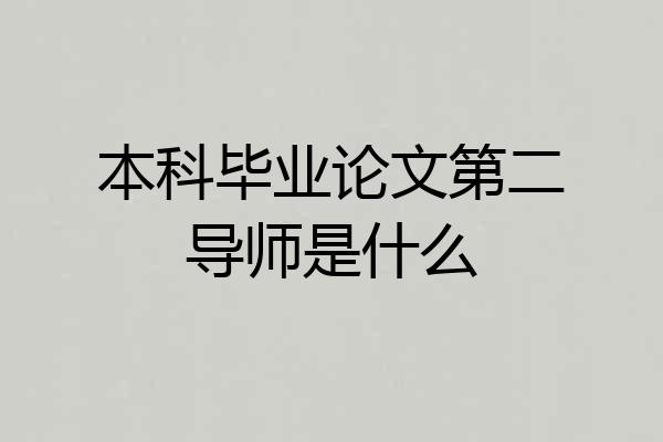 本科毕业论文第二导师是什么