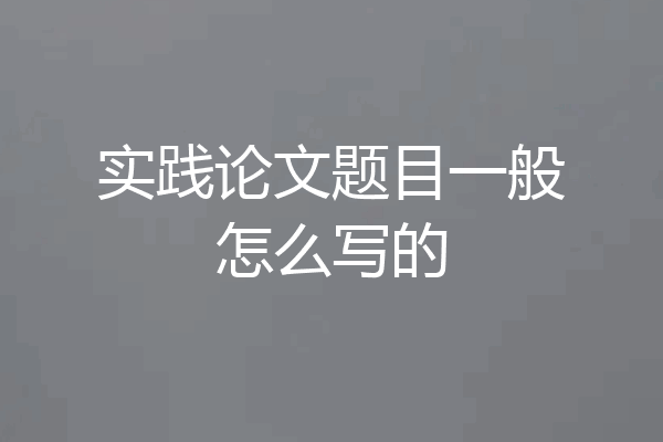 实践论文题目一般怎么写的