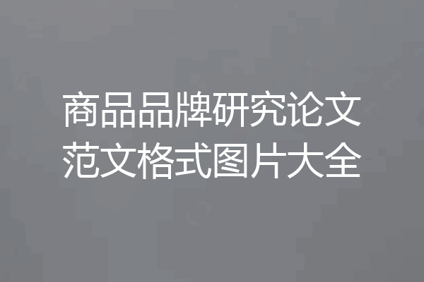 商品品牌研究论文范文格式图片大全