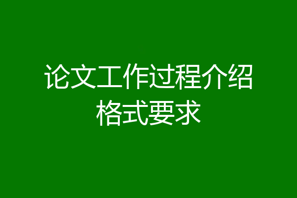 论文工作过程介绍格式要求