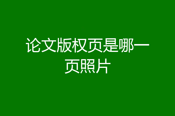 论文版权页是哪一页照片