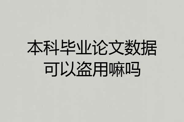 本科毕业论文数据可以盗用嘛吗