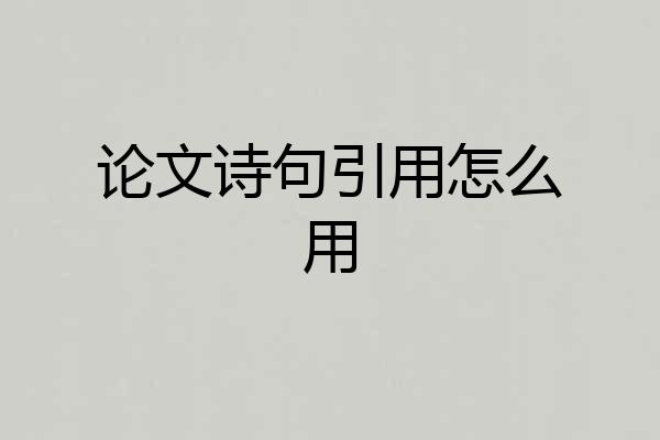 论文诗句引用怎么用