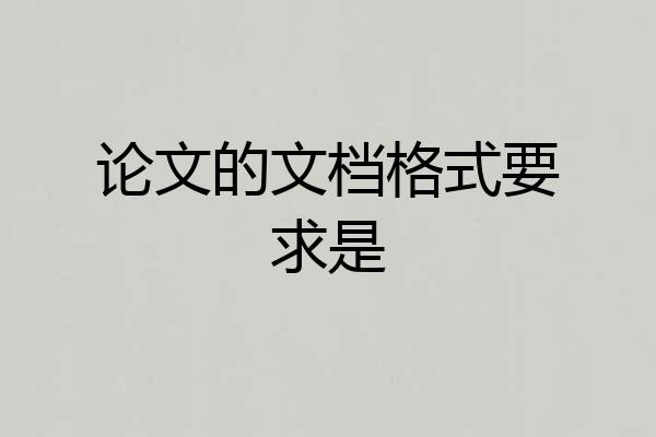 论文的文档格式要求是