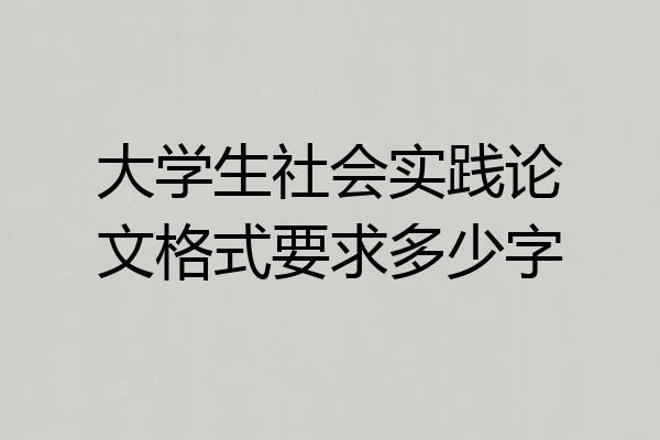 大学生社会实践论文格式要求多少字