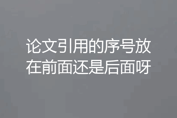 论文引用的序号放在前面还是后面呀