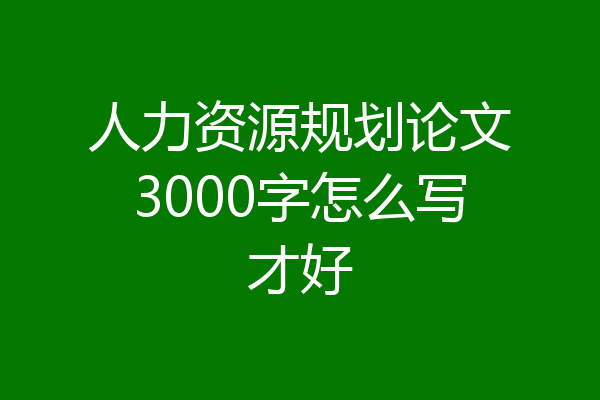 人力资源规划论文3000字怎么写才好
