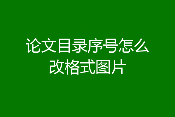论文目录序号怎么改格式图片