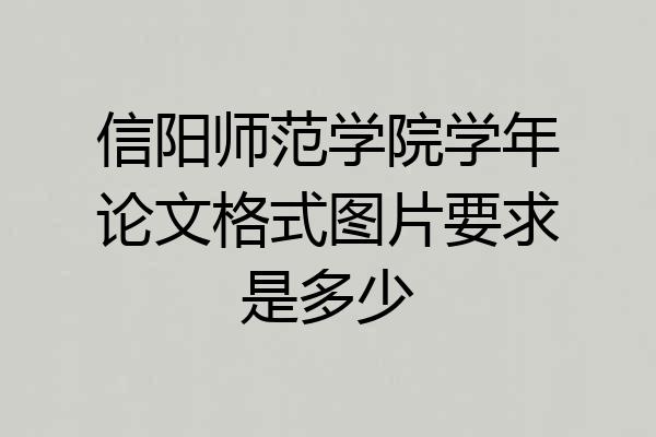 信阳师范学院学年论文格式图片要求是多少