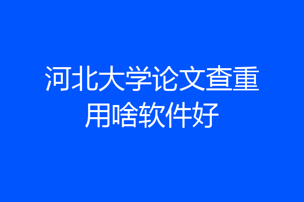 河北大学论文查重用啥软件好