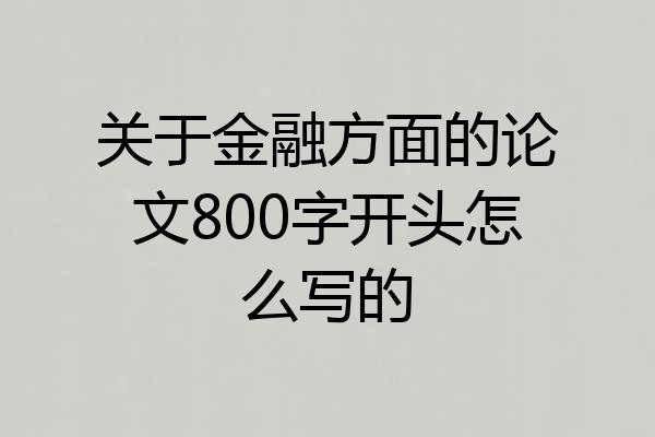 关于金融方面的论文800字开头怎么写的