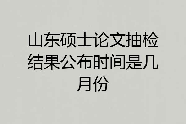 山东硕士论文抽检结果公布时间是几月份