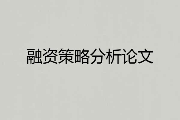 融资策略分析论文