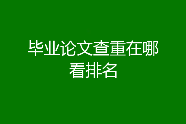 毕业论文查重在哪看排名
