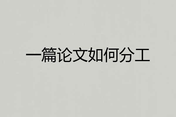 一篇论文如何分工