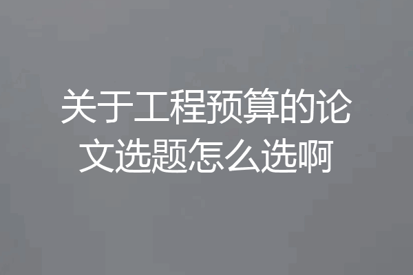 关于工程预算的论文选题怎么选啊