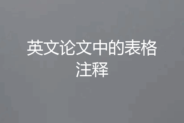 英文论文中的表格注释