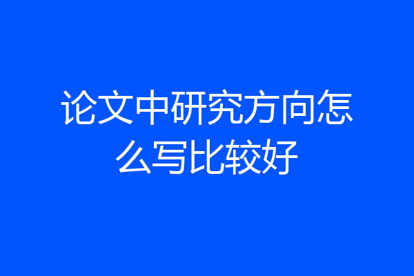 论文中研究方向怎么写比较好