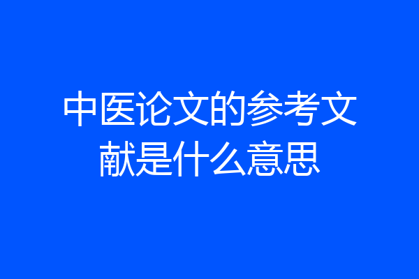 中医论文的参考文献是什么意思