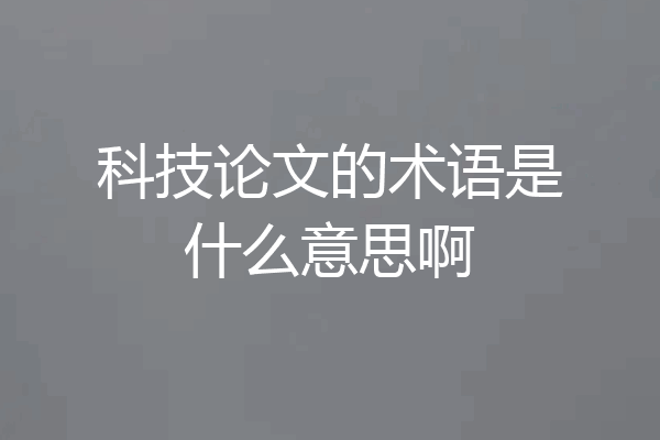 科技论文的术语是什么意思啊