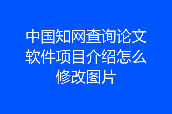 中国知网查询论文软件项目介绍怎么修改图片