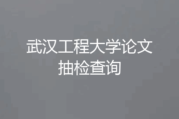 武汉工程大学论文抽检查询