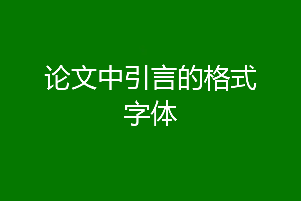 论文中引言的格式字体