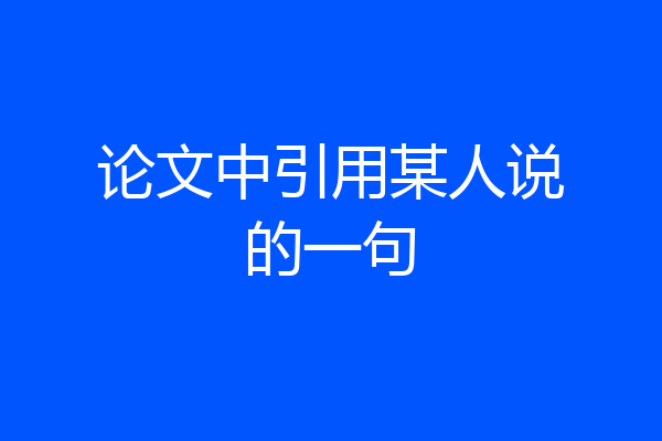 论文中引用某人说的一句