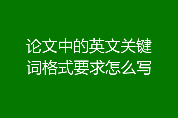 论文中的英文关键词格式要求怎么写