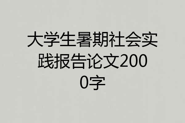 大学生暑期社会实践报告论文2000字