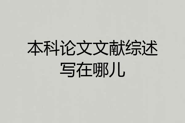 本科论文文献综述写在哪儿