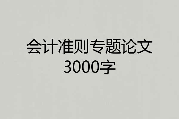 会计准则专题论文3000字