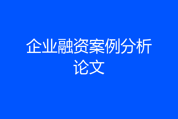 企业融资案例分析论文