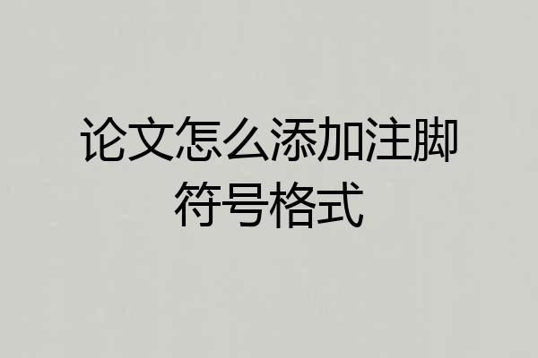 论文怎么添加注脚符号格式