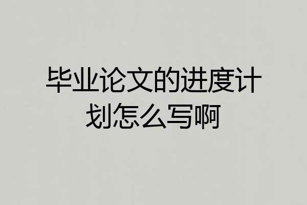 毕业论文的进度计划怎么写啊