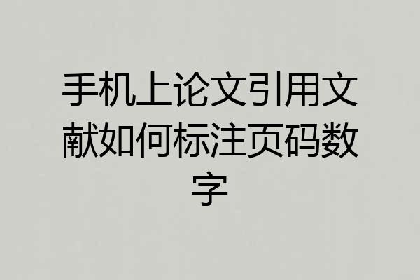 手机上论文引用文献如何标注页码数字
