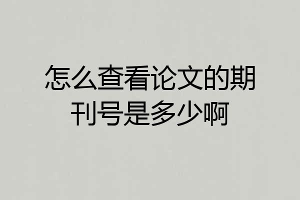 怎么查看论文的期刊号是多少啊