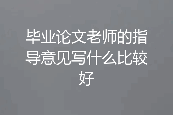 毕业论文老师的指导意见写什么比较好