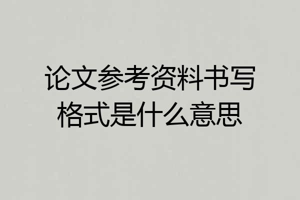 论文参考资料书写格式是什么意思