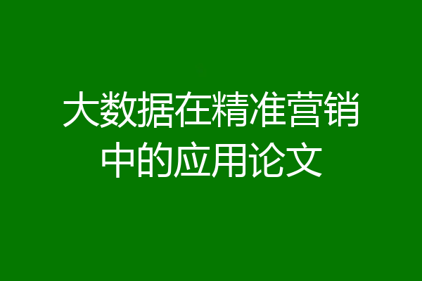大数据在精准营销中的应用论文