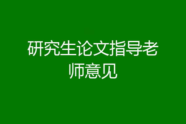 研究生论文指导老师意见