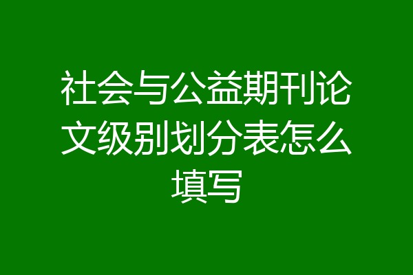 社会与公益期刊论文级别划分表怎么填写