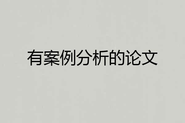 有案例分析的论文