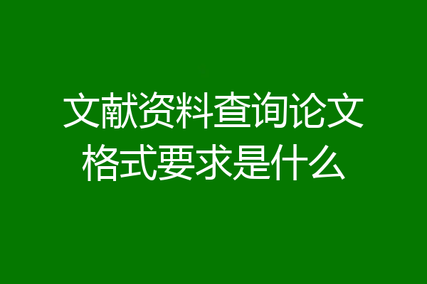 文献资料查询论文格式要求是什么