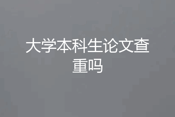 大学本科生论文查重吗