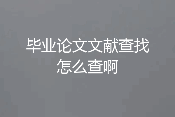 毕业论文文献查找怎么查啊