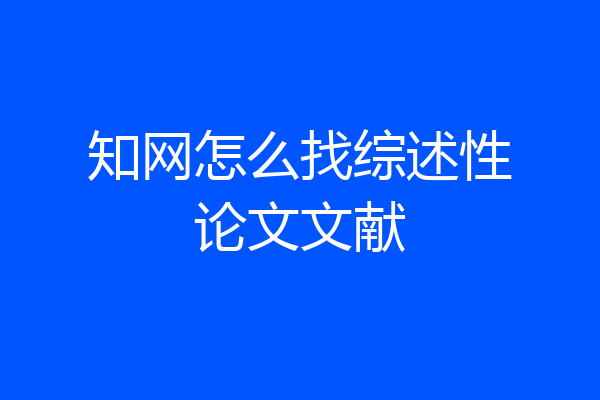 知网怎么找综述性论文文献