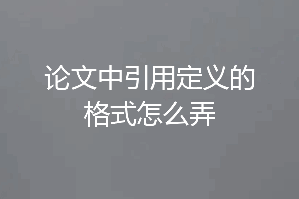 论文中引用定义的格式怎么弄